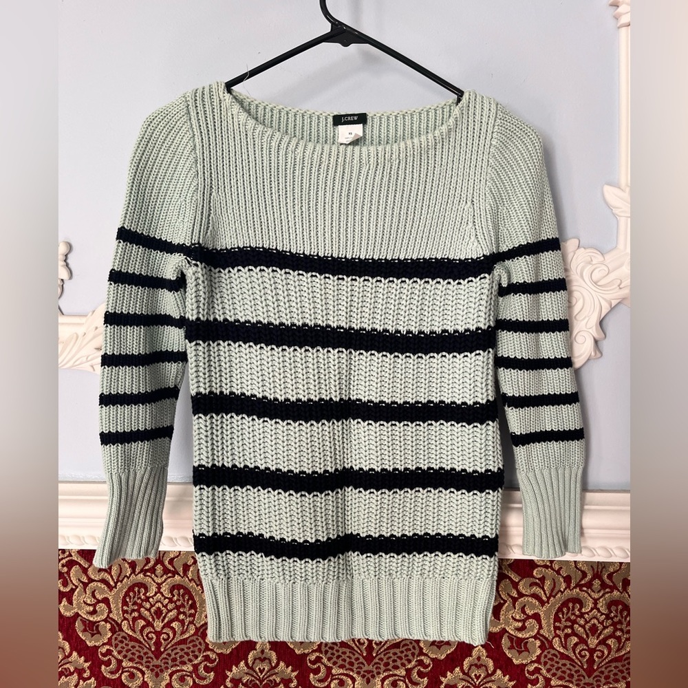 Cute mint green striped sweater, J. Crew